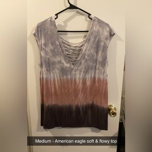 Flowy deep V neck top